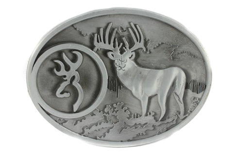 Buck Hunter Whitetail Deer Emblem Belt Buckle