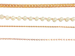 Deal Fashionista 4 Strands Rhinestones Pearls Chain Belt