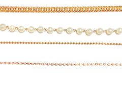 Deal Fashionista  4 Strands Rhinestones Pearls Chain Belt