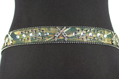 Western Six Shooter Conchos Rhinestone Belt
