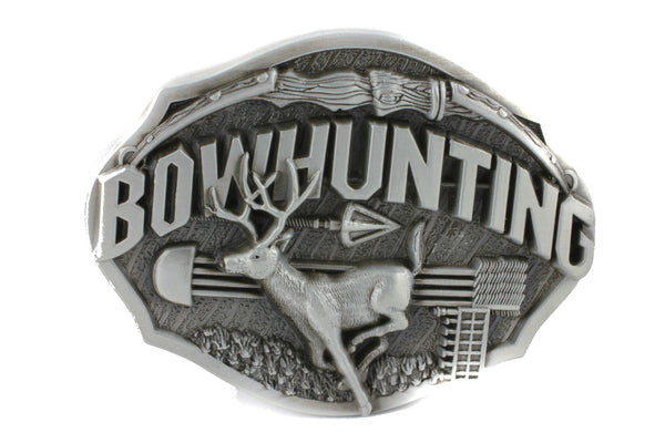 Silver Bow Hunter Deer Southern Hunting Belt Buckle