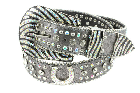 Western Lucky Horseshoe Conchos Rhinestone Belt