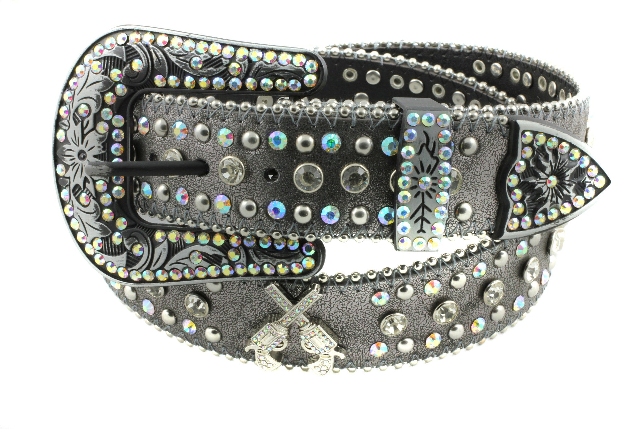 Western Six Shooter Conchos Rhinestone Belt