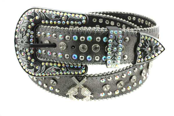Western Six Shooter Conchos Rhinestone Belt