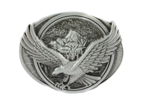 Soaring Eagle Round Buckle Silver