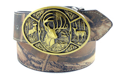 Deer Hunting Woods Buck Southern Antler Head Enameled Belt Buckle