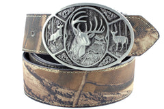 Deer Hunting Woods Buck Southern Antler Head Enameled Belt Buckle