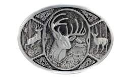 Deer Hunting Woods Buck Southern Antler Head Enameled Belt Buckle