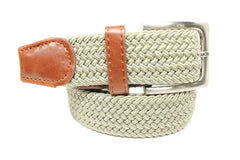 Deal Fashionista Fabric Leather Elastic Stretch Belt With Gunmetal Rectangular Buckle 1-3/8" Wide