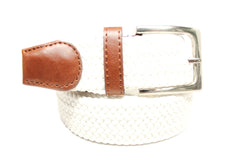 Deal Fashionista Fabric Leather Elastic Stretch Belt With Gunmetal Rectangular Buckle 1-3/8" Wide