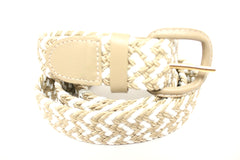 Deal Fashionista Multi-Color Fabric Leather Elastic Stretch Belt With Leather Covered Buckle 1.25" Wide