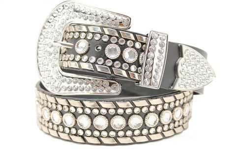 Deal Fashionista Dazzling Western Rhinestone Studded Cowgirl Leather Belt