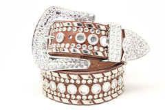 Deal Fashionista Dazzling Western Rhinestone Studded Cowgirl Leather Belt