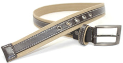 Men's Skinny Webbed and Cotton Leather Belt
