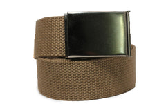Unisex Canvas Military Web Belt with Flip Top Metal Buckle 1.5 Width