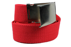Unisex Canvas Military Web Belt with Flip Top Metal Buckle 1.5 Width