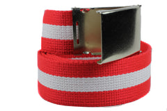 Unisex Canvas Military Web Belt with Flip Top Metal Buckle 1.5 Width