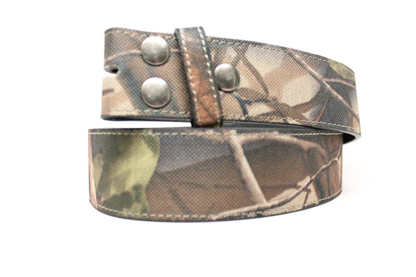 DF Camo Leather Strap Snap On Belt 1.5"