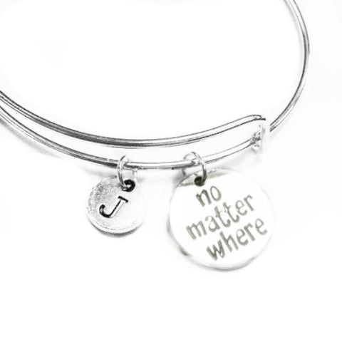 NO MATTER WHERE Expandable Bangle Personalized Initial Bracelet